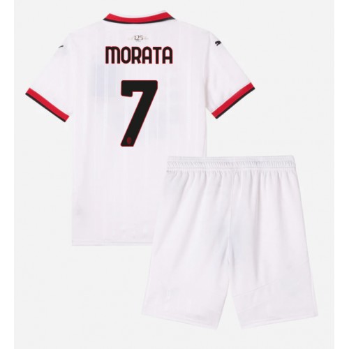 Fotballdrakt Barn AC Milan Alvaro Morata #7 Bortedraktsett 2024-25 Kortermet (+ Korte bukser)